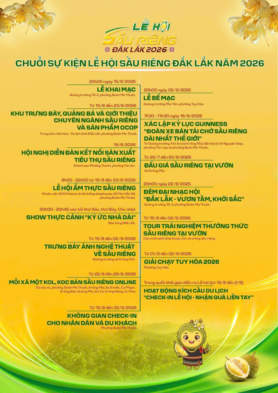 KHAI MẠC LỄ HỘI SẦU RIÊNG ĐẮK LẮK NĂM 2026